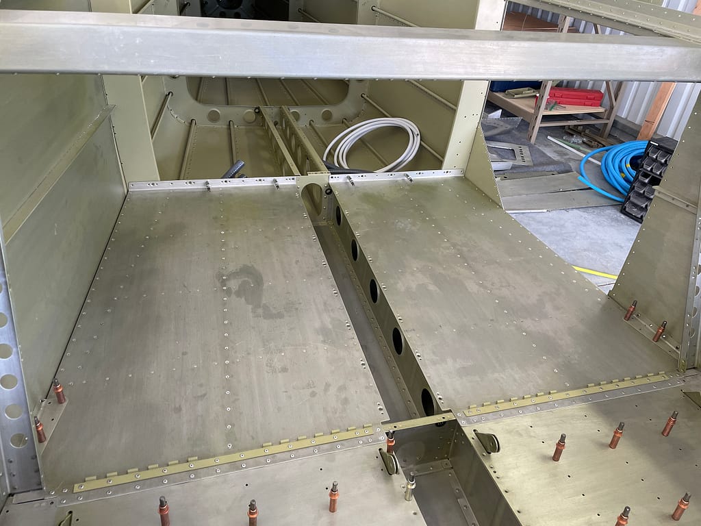 baggage floor pans installed in airplane